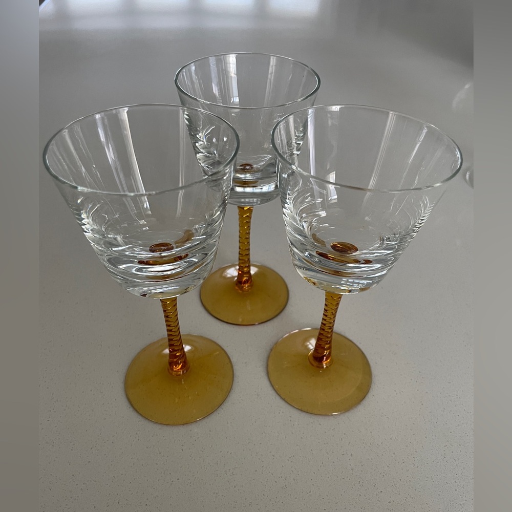 Fostoria Amber Stem Wine Glass Set